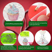 Load image into Gallery viewer, 8 Pcs Cake Diamond Painting Kit Wine Glass Recognizer Pendant Wine Glass Marker
