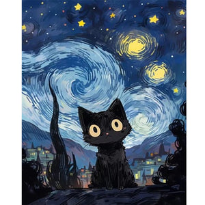 Starry Sky Cat 40*50CM(Picture) Full Square Drill Diamond Painting