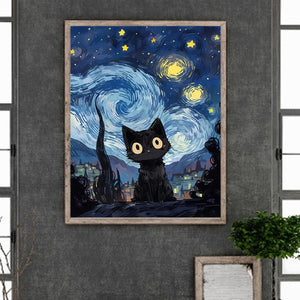 Starry Sky Cat 40*50CM(Picture) Full Square Drill Diamond Painting