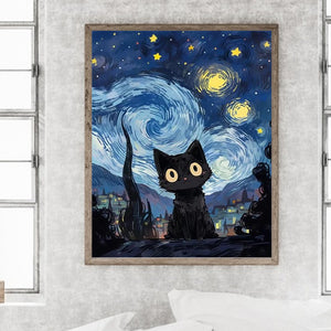 Starry Sky Cat 40*50CM(Picture) Full Square Drill Diamond Painting