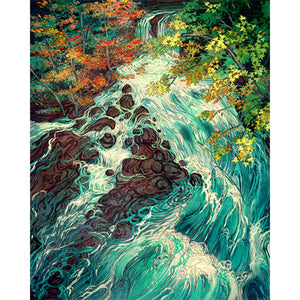 Wonderful Woods Scenery 40*50CM(Picture) Full Round Drill Diamond Painting