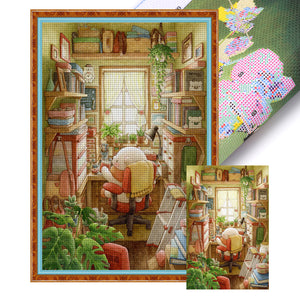 Yishu - White Bear Family - 50*75CM 11CT 3 Stamped Cross Stitch