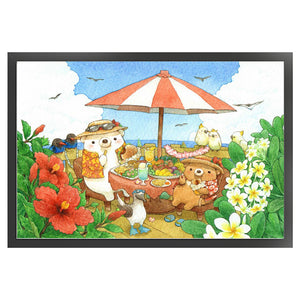 Yishu - White Bear Family - 70*50CM 11CT 3 Stamped Cross Stitch