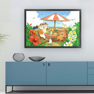 Yishu - White Bear Family - 70*50CM 11CT 3 Stamped Cross Stitch