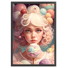 Load image into Gallery viewer, Huancan - Rainbow Ice Cream Girl - 45*65CM 11CT 3 Stamped Cross Stitch

