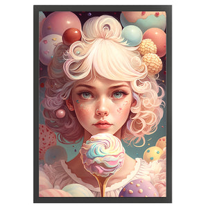 Huancan - Rainbow Ice Cream Girl - 45*65CM 11CT 3 Stamped Cross Stitch