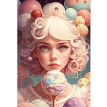 Load image into Gallery viewer, Huancan - Rainbow Ice Cream Girl - 45*65CM 11CT 3 Stamped Cross Stitch
