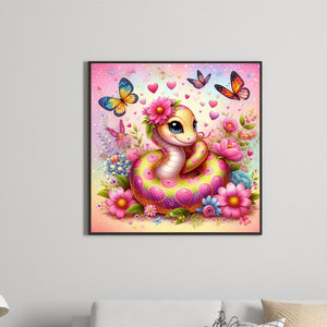Snake In The Flowers 30*30CM(Canvas) Full Round Drill Diamond Painting