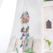 Load image into Gallery viewer, Rotate Wind Chime Theme 2D/Flat DIY Flower Bird Double-Sided Diamond Art Pendant

