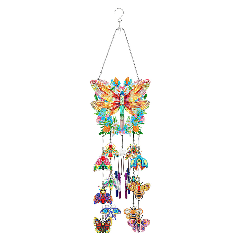 Rotate Wind Chime Theme 2D/Flat DIY Wreath Butterfly Double-Side Diamond Pendant