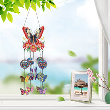 Load image into Gallery viewer, Rotate Wind Chime Theme 2D/Flat DIY Flower Butterfly Double-Side Diamond Pendant
