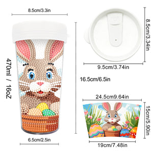 Easter 470ML Travel Home Diamond Painting Art Cup  With Lid (Rabbit Egg)