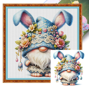 Yishu - Easter Bunny Gnome - 45*45CM 11CT 3 Stamped Cross Stitch
