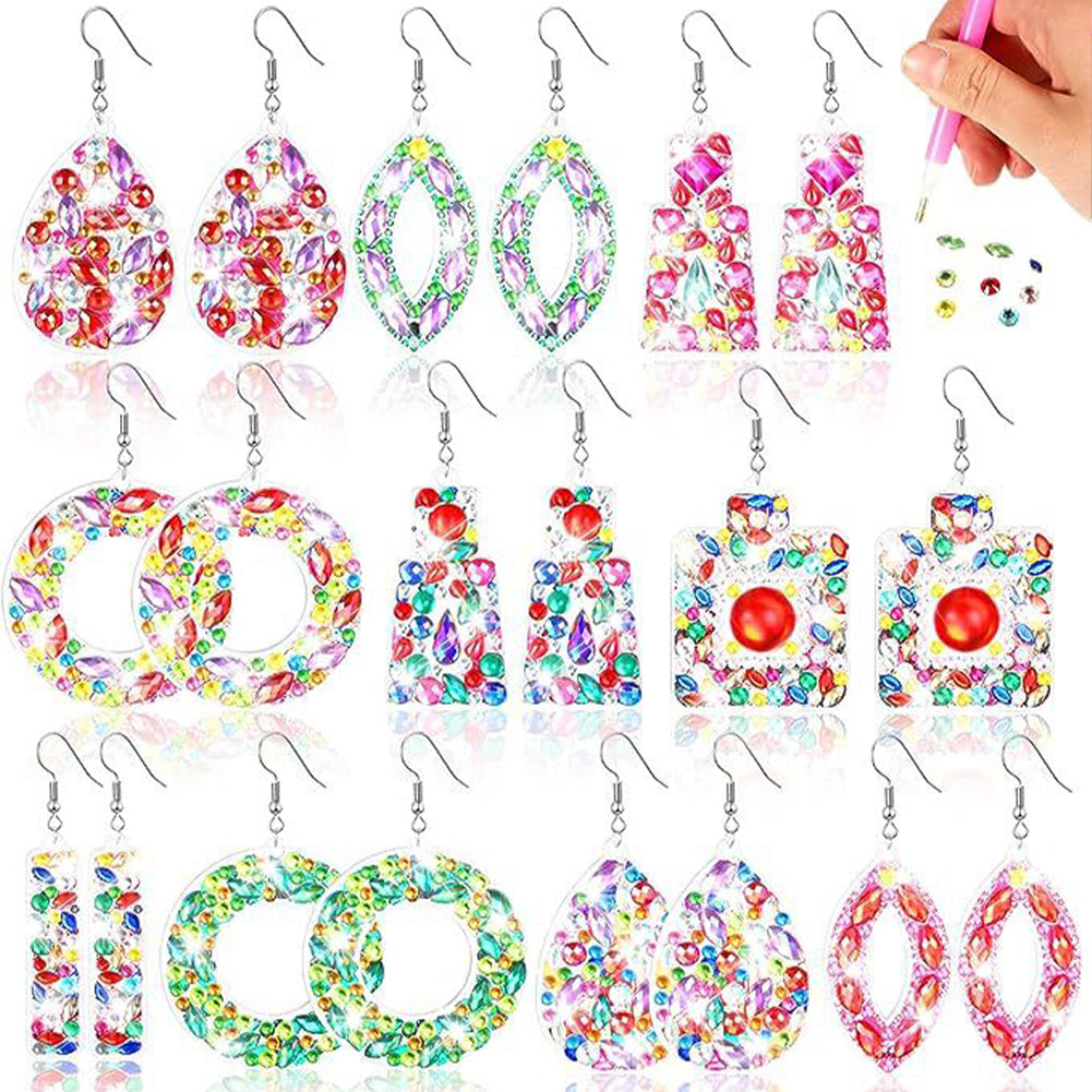 10 Pairs Double Sided Diamond Painting Earrings Gift for Women Girls