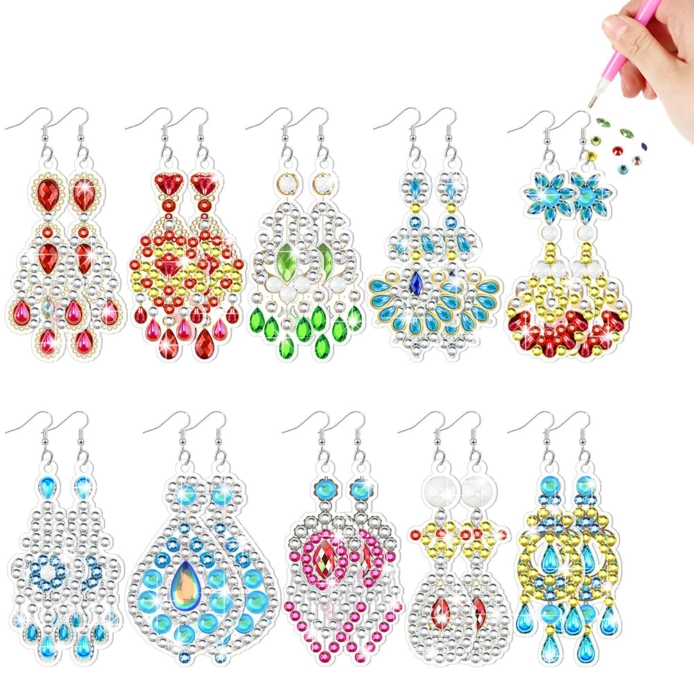 10 Pairs Double Sided Diamond Painting Earrings Gift for Women Girls
