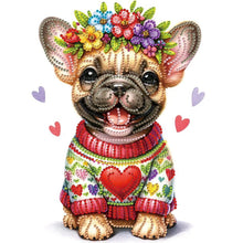 Load image into Gallery viewer, Wreath Bulldog 30*30CM(Canvas) Partial Special Shaped Drill Diamond Painting
