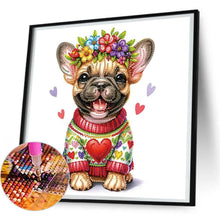 Load image into Gallery viewer, Wreath Bulldog 30*30CM(Canvas) Partial Special Shaped Drill Diamond Painting

