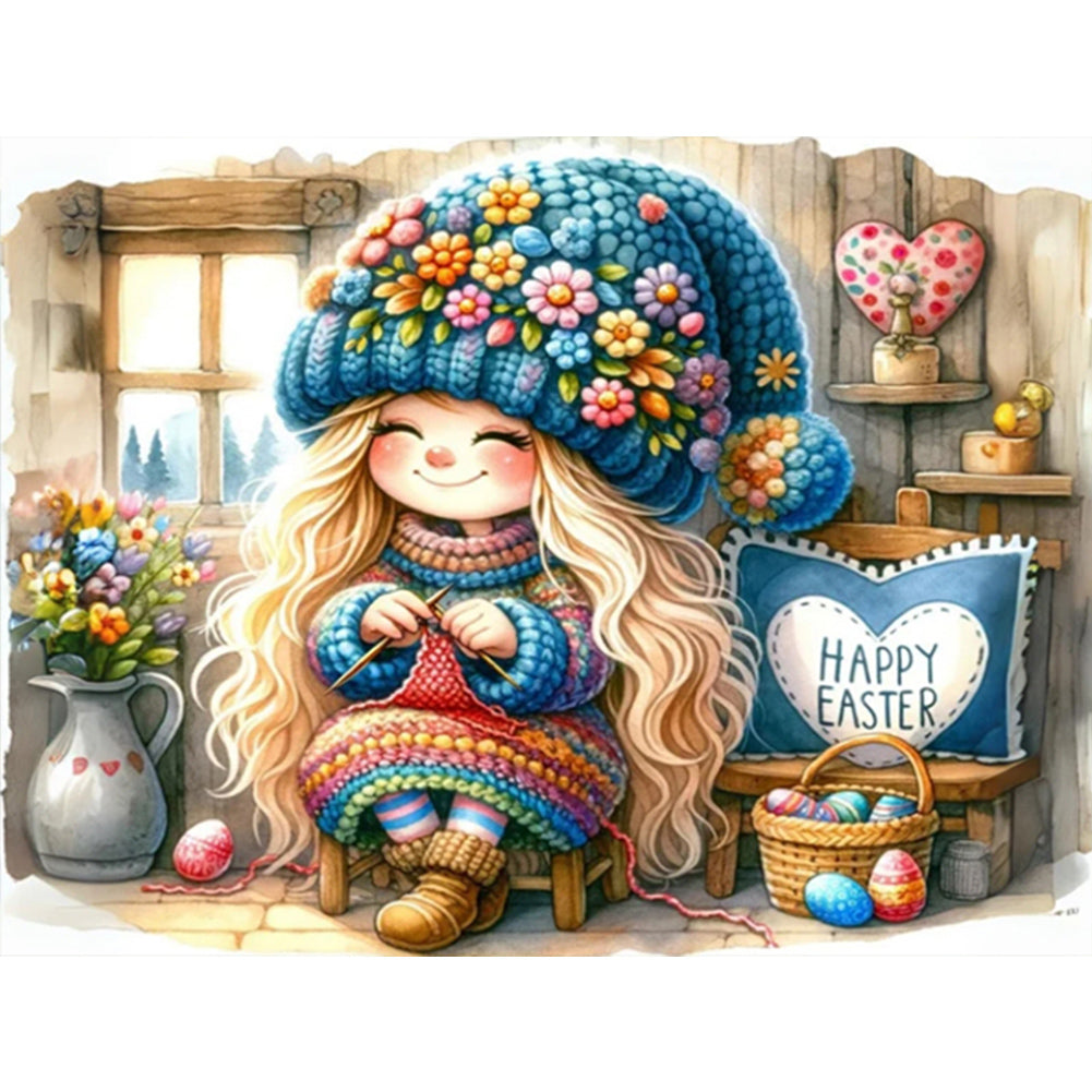 Easter Gnome 40*30CM(Canvas) Full Round Drill Diamond Painting