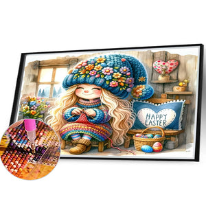 Easter Gnome 40*30CM(Canvas) Full Round Drill Diamond Painting
