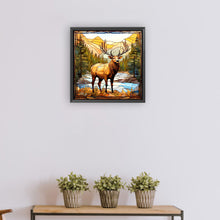 Load image into Gallery viewer, Forest Deer Glass Painting 30*30CM(Canvas) Full Round Drill Diamond Painting
