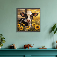 Load image into Gallery viewer, Sunflower Cow 30*30CM(Canvas) Full Round Drill Diamond Painting
