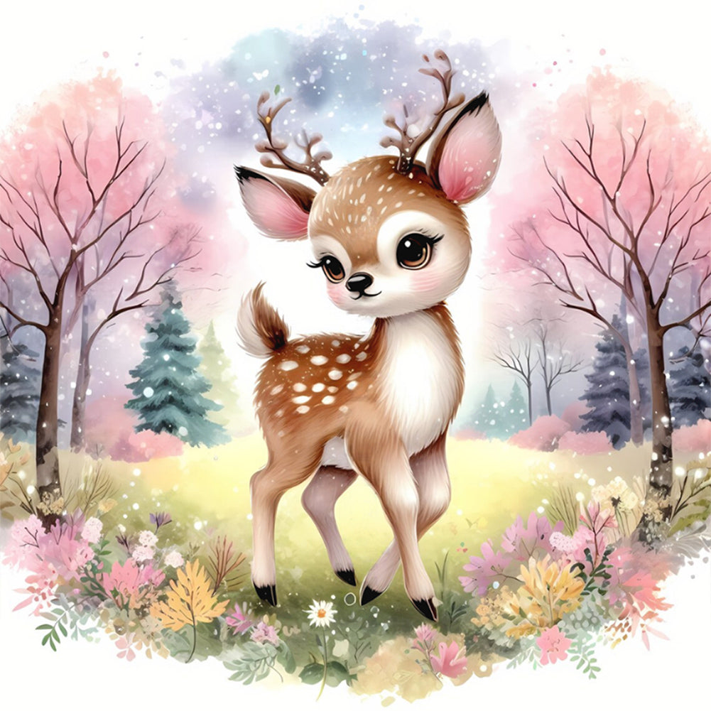 Spring Elk 30*30CM(Canvas) Full Round Drill Diamond Painting