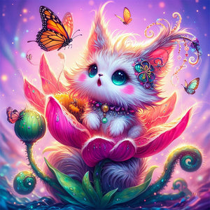 Cat 40*40CM(Canvas) Full Round Drill Diamond Painting