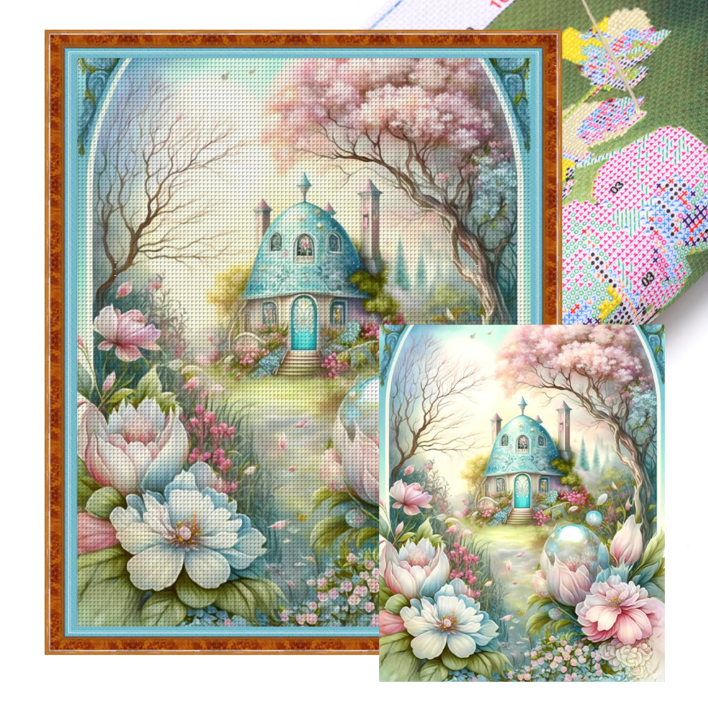 Huancan - Flower Castle - 50*60CM 16CT 2 Stamped Cross Stitch