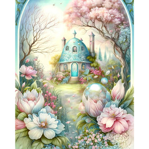 Huancan - Flower Castle - 50*60CM 16CT 2 Stamped Cross Stitch