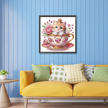 Load image into Gallery viewer, White Cup Cat 30*30CM(Canvas) Partial Special Shaped Drill Diamond Painting

