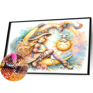 Easter Girl And Easter Eggs 40*30CM(Picture) Full Round Drill Diamond Painting