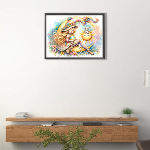 Easter Girl And Easter Eggs 40*30CM(Picture) Full Round Drill Diamond Painting