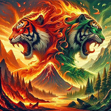Load image into Gallery viewer, Tiger Of Fire And Forest 30*30CM(Canvas) Full Round Drill Diamond Painting
