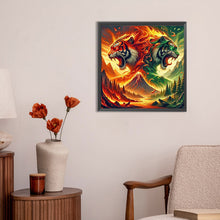 Load image into Gallery viewer, Tiger Of Fire And Forest 30*30CM(Canvas) Full Round Drill Diamond Painting

