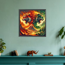 Load image into Gallery viewer, Tiger Of Fire And Forest 30*30CM(Canvas) Full Round Drill Diamond Painting
