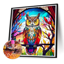 Load image into Gallery viewer, Colorful Owl Glass Painting 30*30CM(Canvas) Full Round Drill Diamond Painting
