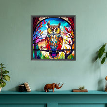 Load image into Gallery viewer, Colorful Owl Glass Painting 30*30CM(Canvas) Full Round Drill Diamond Painting
