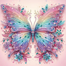 Load image into Gallery viewer, Pink Curtain Butterfly 30*30CM(Canvas) Partial Special Shaped Drill Diamond Painting
