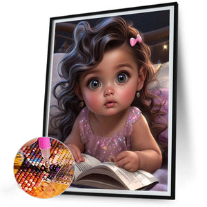 Girl Reading 30*40CM(Canvas) Full Round Drill Diamond Painting