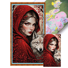 Load image into Gallery viewer, Yishu - Girl And Wolf - 40*75CM 11CT 3 Stamped Cross Stitch

