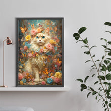 Load image into Gallery viewer, Flowers And Cat 40*60CM(Canvas) Full Round Drill Diamond Painting
