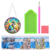 Load image into Gallery viewer, Sun Catcher 5D DIY Diamond Painting Dots Pendant for Office Decor (Flower Cat)
