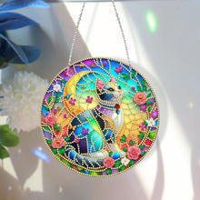 Load image into Gallery viewer, Sun Catcher 5D DIY Diamond Painting Dots Pendant for Office Decor (Flower Cat)
