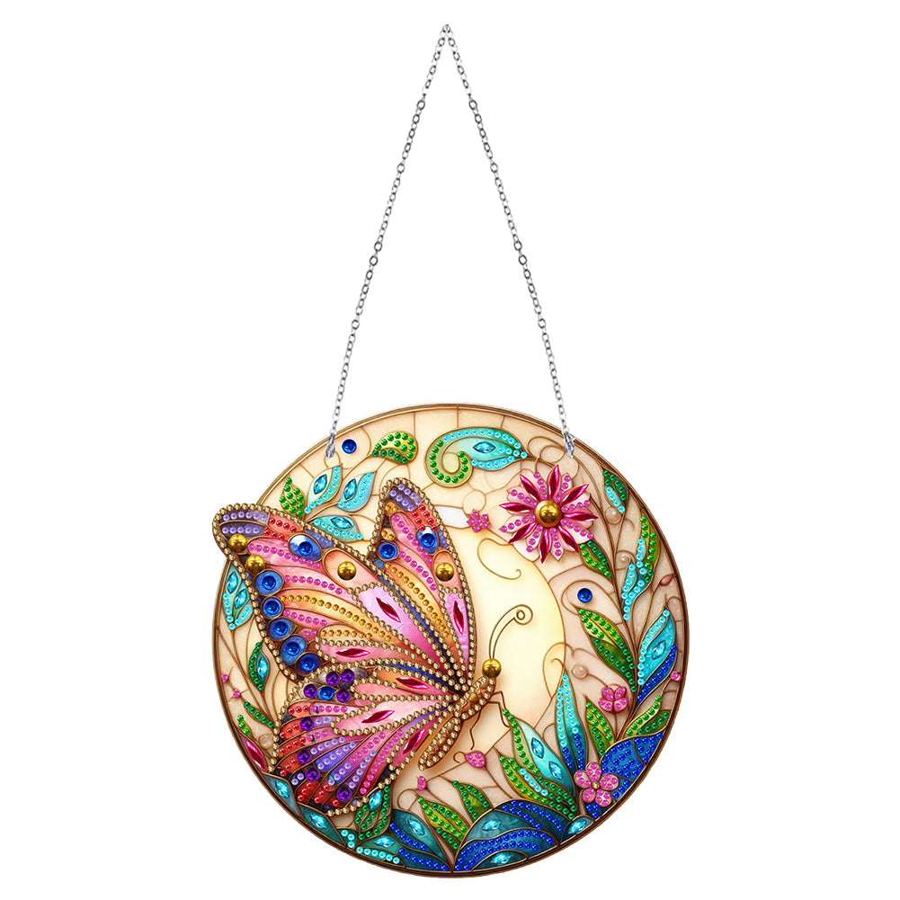 Sun Catcher 5D Diamond Painting Dots Pendant for Office Decor (Butterfly)