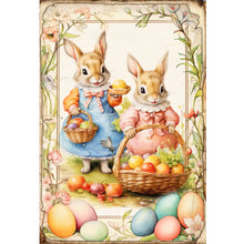 Load image into Gallery viewer, Huancan - Vintage Poster - Easter Egg Bunny - 40*60CM 11CT 3 Stamped Cross Stitch
