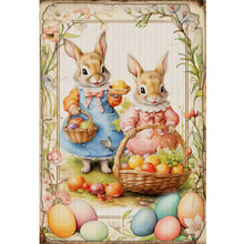 Load image into Gallery viewer, Huancan - Vintage Poster - Easter Egg Bunny - 40*60CM 11CT 3 Stamped Cross Stitch
