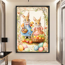 Load image into Gallery viewer, Huancan - Vintage Poster - Easter Egg Bunny - 40*60CM 11CT 3 Stamped Cross Stitch
