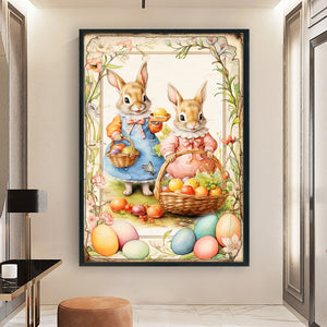 Huancan - Vintage Poster - Easter Egg Bunny - 40*60CM 11CT 3 Stamped Cross Stitch