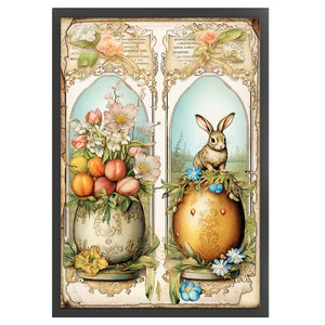 Yishu - Vintage Poster - Easter Egg And Flower Bunny - 40*60CM 11CT 3 Stamped Cross Stitch