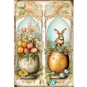 Yishu - Vintage Poster - Easter Egg And Flower Bunny - 40*60CM 11CT 3 Stamped Cross Stitch